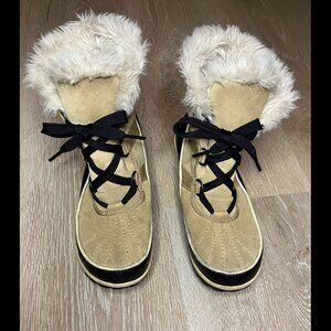SOREL Suede Tivoli ll Winter Snow Boots Women's Size 7.5 Curry Beige NL2089-373